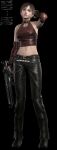 1girl 3d absurdres alternate_costume capcom elbow_gloves gloves highres leather long_image midriff official_art rebecca_chambers resident_evil resident_evil_0 solo tall_image