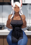 1girl dark-skinned_female dark_skin miruko my_hero_academia rabbit_ears rabbit_girl rumi_usagiyama white_hair