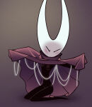 1girl 1girl absurd_res anthro arthropod black_body breasts closed_eyes clothed clothing clothing_lift dr._pizza_boi featureless_feet feet full-length_portrait gradient_background high_res hollow_knight hornet_(hollow_knight) inkershike kneel mouthless nipples non-mammal_breasts partially_clothed portrait purple_clothing simple_background team_cherry