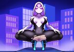 1girl better_version_at_source big_penis bodysuit breasts bulge clothed clothing crotchless english_text gwen_stacy human light_skin marvel mostly_clothed older older_female planz34 pussy solo_futa speech_bubble spider-gwen spider-man:_into_the_spider-verse spider-man_(series) spread_legs squatting thick_thighs thighs torn_clothes twitter_sample young_adult young_adult_female young_adult_woman