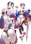 1girl alternate_costume areola areola_slip ass big_breasts breasts cosplay fate_(series) impossible_clothes jeanne_d'arc_(fate) multiple_views nipples panties pussy revealing_clothes short_hair shuten_douji_(fate) underwear white_hair