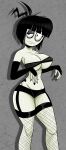 artist_request big_breasts creepy_susie detached_sleeves fishnets garter_belt goth micro_bra nail_polish ribbon smirk the_oblongs