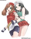 2girls :) :o aerisdies aqua_dress aqua_eyes arm arms art babe bandana bandanna bare_legs bare_shoulders bike_shorts blue_(pokemon) blush breasts brown_hair camisole dress from_behind from_below game_freak gloves grey_hair haruka_(pokemon) hat hentaimate humans_of_pokemon legs long_hair looking_at_viewer looking_down may_(pokemon) multiple_girls nintendo open_mouth panties pantyshot pantyshot_(standing) pleated_skirt pokemon pokemon_(anime) pokemon_(game) pokemon_diamond_pearl_&_platinum pokemon_dppt pokemon_frlg pokemon_rse red_bandana red_bandanna red_skirt short_hair shy simple_background skirt sleeveless sleeveless_dress small_breasts smile standing white_background white_panties wristband yuri