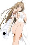 amagi_brilliant_park artist_request brown_eyes brown_hair edit rifle sento_isuzu shower towel