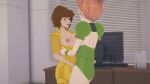  16:9 2_girls alien_girl anime april_o&#039;neil april_o&#039;neil_(tmnt_1987) breasts breasts_out breasts_out_of_clothes brown_hair female_human hand_between_legs hentai indoors jumpsuit kala_(tmnt) light-skinned light-skinned_female light_skin long_ears looking_at_partner looking_pleasured medium_breasts medium_hair neutrinos nipples office open_eyes open_mouth partially_clothed pointy_ears reporter standing teenage_mutant_ninja_turtles yellow_jumpsuit yuri 