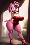  1girl ai_generated amy_rose amyrlfriend_(friday_night_funkin) friday_night_funkin girlfriend_(cosplay) girlfriend_(fnf_cosplay) girlfriend_(friday_night_funkin) sega sonic_the_hedgehog_(series) 