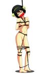 avatar:_the_last_airbender black_hair bondage bound breasts nikochan nipples nude rope rope_bondage solo toph_bei_fong