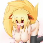 animal_ears blonde_hair breasts collar cum fellatio flareon nude oral penis personification pokemon red_eyes sex tail uncensored