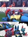  blush breasts comic cum english_text female hetero lucario male mykiio penis pokemon pokemorph pussy sneasel tail text weavile 