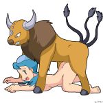  1girl animated ass beastiality bent_over blue_hair breasts bull cleavage crystal_(pokemon) doggy_position gif hinoarashi hinorashi hoof hooves horns lowres marina_(pokemon) pokemon pokephilia sex sideboob tail tauros top-down_bottom-up transparent_background vaginal 