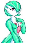 big_breasts chest_jewel creatures_(company) game_freak gardevoir gen_3_pokemon green_hair hair_over_one_eye nintendo pokemon pokemon_(anime) pokemon_(creature) pokemon_(game) pokemon_(species) red_eyes simight xenium