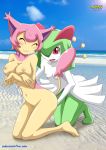 :3 bbmbbf beach breasts cute fingering kirlia nintendo palcomix pokemon pokepornlive public skitty smile yuri