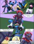 !! blush breasts comic english_text female heart hetero lucario male mykiio penis pokemon pussy tail text weavile