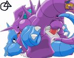 animated nidoking nidoqueen pokemon surfing_charizard white_background