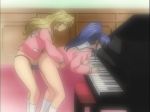 2girls animated animated_gif anime ass bent_over blonde_hair blue_hair bottomless closed_eyes dildo doggystyle female footwear from_behind gif hair hentai indoors instrument legs long_hair maejima_kaori multiple_girls no_panties piano ponytail reach-around school_uniform shusaku socks standing standing_sex strap-on takabe_eri uniform vaginal yuri