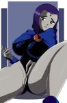 ass_visible_through_thighs big_ass big_breasts cleavage dc_comics goth huge_breasts leotard leotard_aside pussy rachel_roth raven_(dc) sexy shaved_pussy sonson-sensei teen_titans