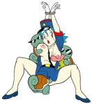 artist_request bdsm blue_hair bondage bound breasts cuffs cunnilingus handcuffs jpeg_artifacts junsaa_(pokemon) legs licking nintendo oral pokemon pussylicking skirt spread_legs squirtle tongue