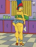 big_ass big_breasts breasts hair huge_ass huge_breasts looking_back marge_simpson milf slut solo tattoo the_fear the_simpsons thick yellow_skin