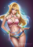 alluring clothed goddess hylian nintendo pinup princess_zelda scrappy195 simple_background skyward_sword smile swimsuit teen the_legend_of_zelda voluptuous zelda_(skyward_sword)