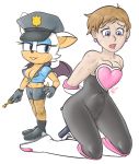 abdominal_bulge air anthro bat baton blue_eyes breasts brown_hair cleavage clothed clothing ear_piercing female furry gloves hair hat human insertion key lipstick mammal penetration piercing police rouge_the_bat sega short_hair sonic_(series) sweat teeth topaz vaginal vaginal_insertion vaginal_penetration white_background wings