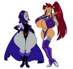  1girl big_breasts bottom_heavy breasts cartoon_network dc_comics raven_(dc) slb starfire tagme teen_titans thick_thighs top_heavy wide_hips 