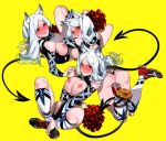 big_breasts blush cerberus_(helltaker) cheerleader_uniform gaak helltaker long_hair