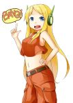 android blonde_hair blue_eyes breasts cave_story curly_brace headphones long_hair pants tank_top very_long_hair