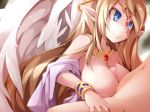  angel_wings bare_breasts big_breasts blonde_hair blue_eyes bracelet censored female femdom frfr game_cg goddess hetero ilias jewelry long_hair lots_of_jewelry male male/female mon-musu_quest! monster_girl monster_girl_quest paizuri paizuri_without_hands penis rape toro_toro_resistance very_long_hair wings 