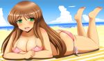  1girl bikini brown_hair green_eyes high_res long_hair original shin&#039;en_(gyokuro_company) solo swimsuit 