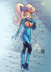 blonde_hair breasts coco_bandicoot cosplay crash_bandicoot furry hair linnopron metroid nintendo plugsuit samus_aran surprise