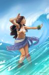 1girl avatar:_the_last_airbender blue-ten breasts dark_skin female_only katara necklace smile solo_female water waterbending