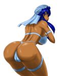  1girl arabian_moon ass big_breasts blue_hair breasts cameltoe dark-skinned_female dark_skin huge_ass large_breasts lipstick makeup ml perfect_soldiers sega simple_background solo superior_soldiers white_background 