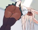  1girl 1girl 1girl animal_ears anus black_stockings blush brown_eyes bunny_ears bunny_girl bunny_tail dark-skinned_female dark_skin female_only high_resolution japanese long_hair looking_at_viewer looking_back looking_back_at_viewer mirko miruko_(boku_no_hero_academia) my_hero_academia nopan pinup pussy school_uniform schoolgirl_uniform skirt smile space_nip spacenipnops stockings tail tanned uniform usagiyama_rumi white_hair 