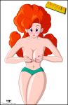 angela_(dragon_ball_z) breast_squeeze dragon_ball_z first_porn_of_character looking_at_viewer marvelous_mark red_hair topless wasp_waist