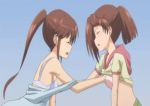 2girls animated animated_gif anime blush bra breast_grab closed_eyes female gif grabbing hair_ornament hairclip incest kissxsis lowres moaning multiple_girls off_shoulder open_mouth ponytail shirt_lift siblings sisters suminoe_ako suminoe_riko twincest twins underwear yuri