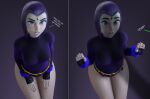 3d 3d_(artwork) beast_boy blender_(software) dc_comics garfield_logan goth goth_girl large_penis leotard long_penis meme pale-skinned_female pale_skin penis_awe penis_shadow purple_hair rachel_roth raven_(dc) shadow smitty34 tagme teen_titans text