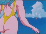 anime ass big_ass dragon_ball_z gif huge_ass krillin maron ocean running steam swimsuit water yellow_swimsuit