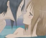 2girls animated animated_gif bath black_hair blush brown_eyes brown_hair closed_eyes eye_contact french_kiss gif hair kenjou_kaname kiss kiyashiki_momomi long_hair looking_at_another lowres multiple_girls nude open_mouth screencap short_hair strawberry_panic strawberry_panic! submerged water wet yuri