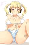 1girl big_breasts blonde_hair breasts e_mogi headphones jewelry large_breasts necklace nitroplus star super_pochaco translated