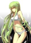 1girl absurd_res c.c. code_geass green_hair high_res long_hair looking_away midriff navel panties saberiii sleeveless solo underwear underwear_only undressing very_long_hair white_panties yellow_eyes