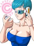 big_breasts breasts bulma bulma_brief bulma_briefs cleavage dragon_ball dragon_ball_z erect_nipples female milf nipples scouter smile solo technology thomas55 thomas55_(artist)