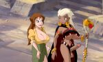  2_girls big_breasts dark-skinned_female dickgirl edit erect_penis futa futanari huge_breasts jane_porter light-skinned_female long_hair nipple_slip queen_la tarzan underboob 