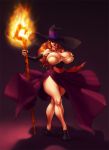  1girl ass breasts clothing crown curvaceous dragon&#039;s_crown female full_body hat headwear high_resolution highres huge_breasts legs orange_hair sorceress sorceress_(dragon&#039;s_crown) staff sterna vanillaware witch witch_hat 