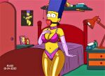  ball_gag bra gloves marge_simpson panties pantyhose rx120 the_simpsons yellow_skin 