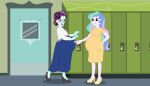  2_girls abacus_cinch equestria_girls glasses humanized mintydrop2013 multicolored_hair my_little_pony pregnant pregnant_belly pregnant_female princess_celestia princess_celestia_(mlp) purple_eyes purple_hair 