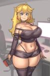 1girl big_breasts breasts female_only goth huge_breasts kelvin_hiu mario_(series) navel nintendo princess_peach solo_female thick_thighs thighs