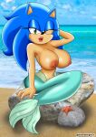  1girl 2020 beach chaosknight_1 chaosknight_1_(artist) female female_only genderswap mermaid nipples rule_63 sega solo_female sonic_the_hedgehog sonic_the_hedgehog_(series) sonica_the_hedgehog tagme 