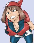 1girl big_breasts blue_eyes breasts brown_hair haruka_(pokemon) humans_of_pokemon may_(pokemon) mega_milk pokemon titty_monster