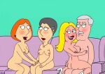 age_difference american_dad barbara_pewterschmidt breasts carter_pewterschmidt crossover family_guy francine_smith incest lois_griffin lollaxx mother_and_daughter nude sideboob uso_(artist)