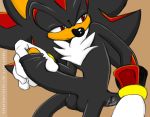  fakerface gloves hedgehog male masturbation penis red_eyes sega shadow_the_hedgehog solo testicles uncut 